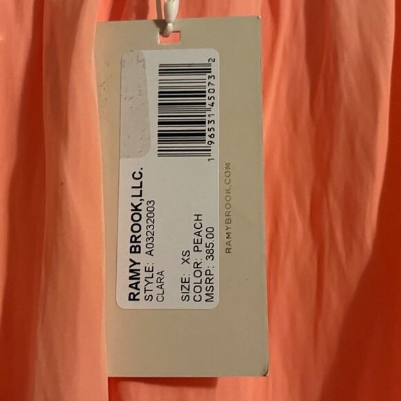 NWT Ramy Brook Clara Peach off the Shoulder Shirt with Beading Detail MSRP $385 - Picture 8 of 8